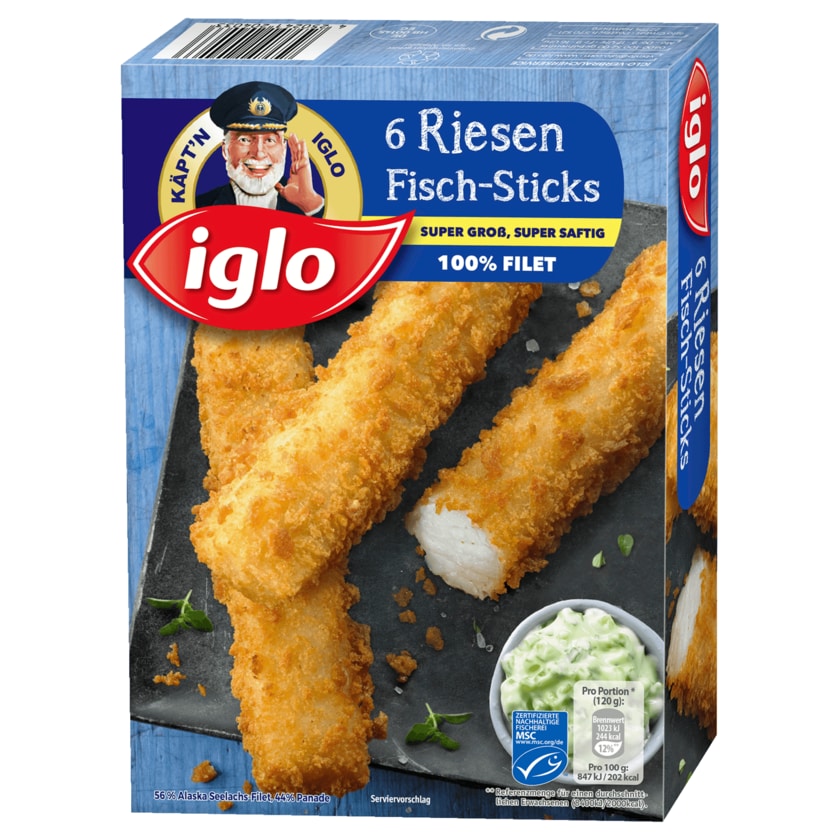 Iglo Riesen-Fisch-Sticks 360g, 6 Stück